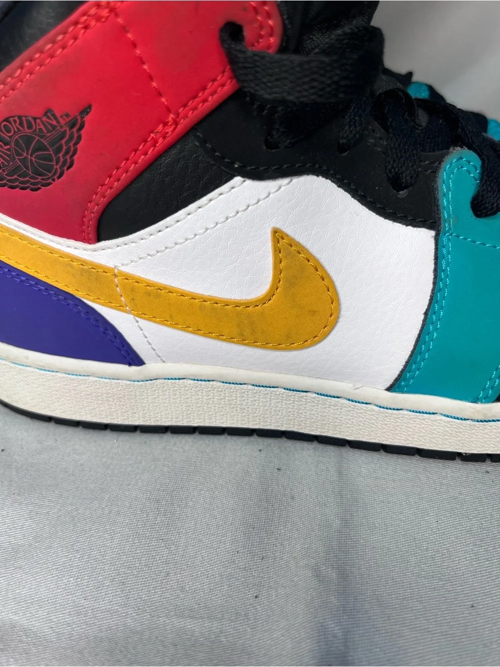 Nike Air Jordan 1 Mid GS Retro Multicolor Sneakers Youth Size 7 Shoes 554725-125